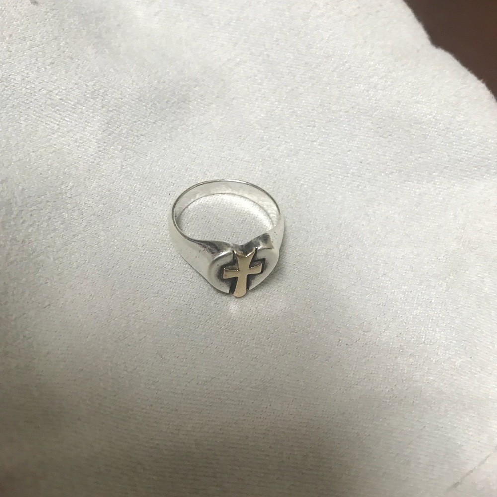 James Avery Silver and Gold Cross Ring